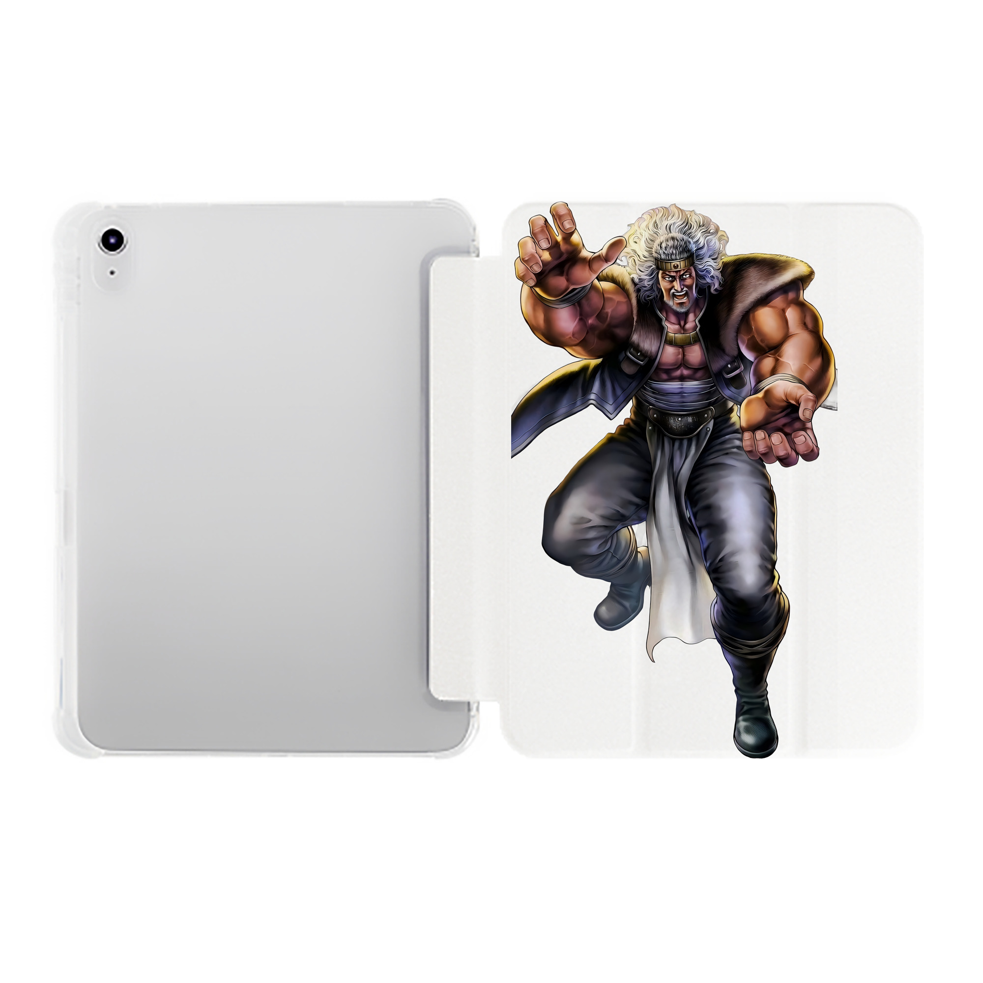（画像用） 北斗の拳 Fist of the North Star IPad ケース ペン収納付き 三つ折りスタンド PUレザー×シリコン 対応機種9.5/10.5/10.9インチ